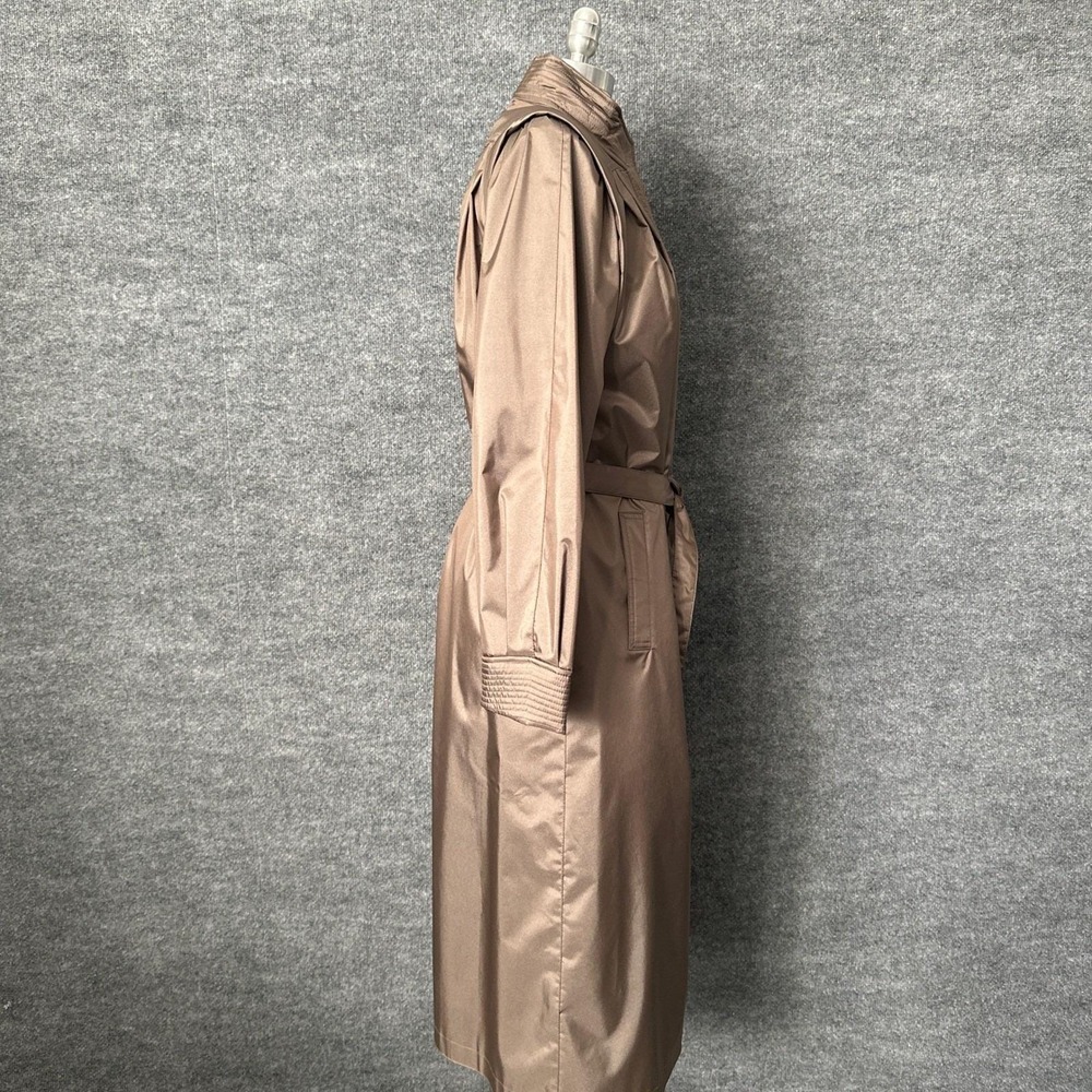 Vintage 80s J Gallery Womens 11 12 Petite Tan Belted Trench Coat Classic - Picture 5 of 16